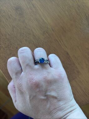 Women's Blue Crystal Ring with Sparkling Accent Stones